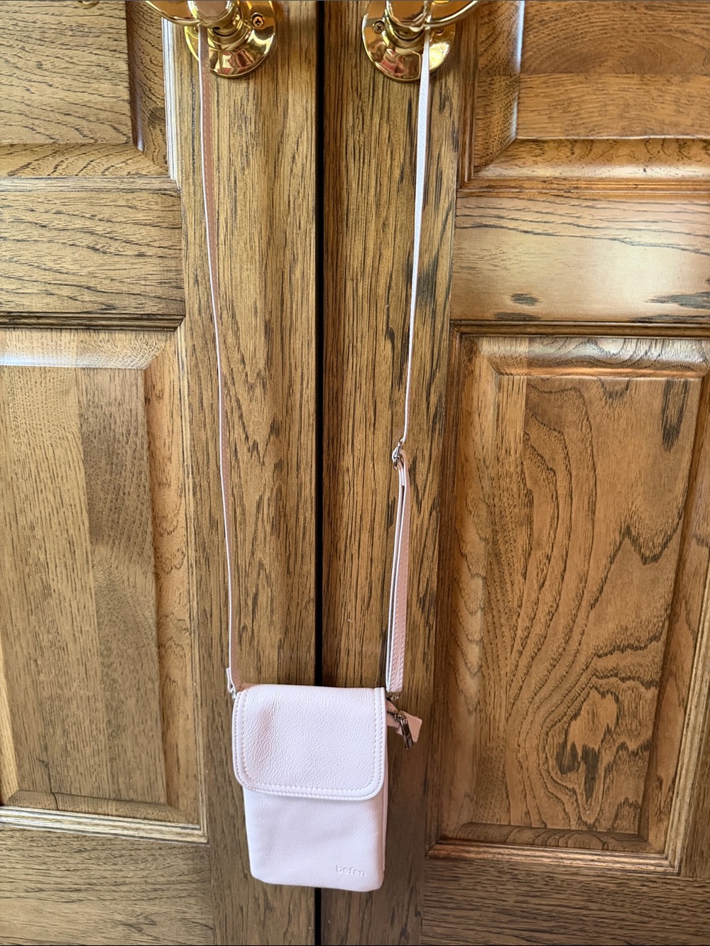 Light Pink Crossbody Phone Bag - , Minimal Leather Shoulder Purse